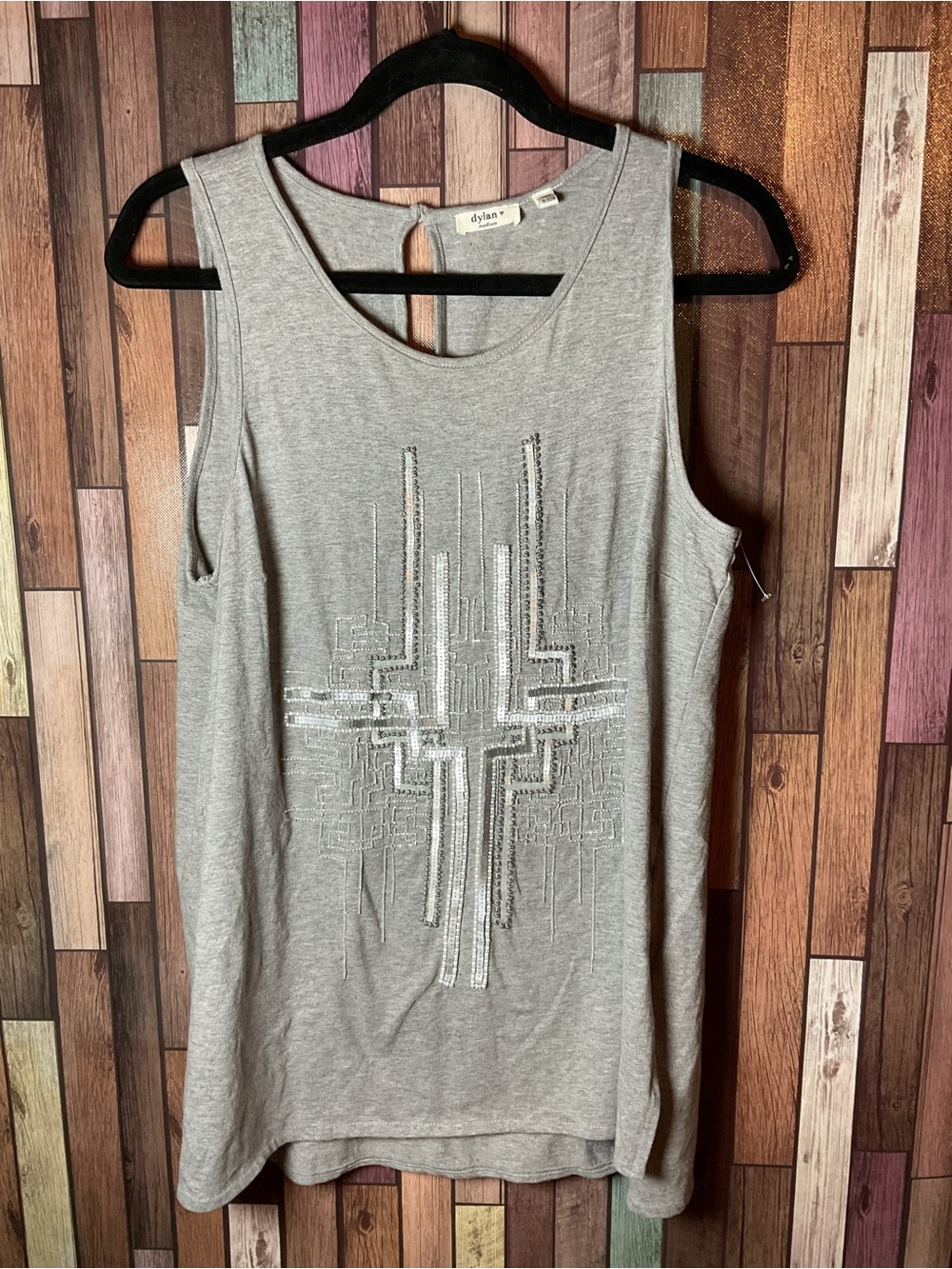 Dylan by True Grit Gray Sequin Tank Top Women’s Size Medium